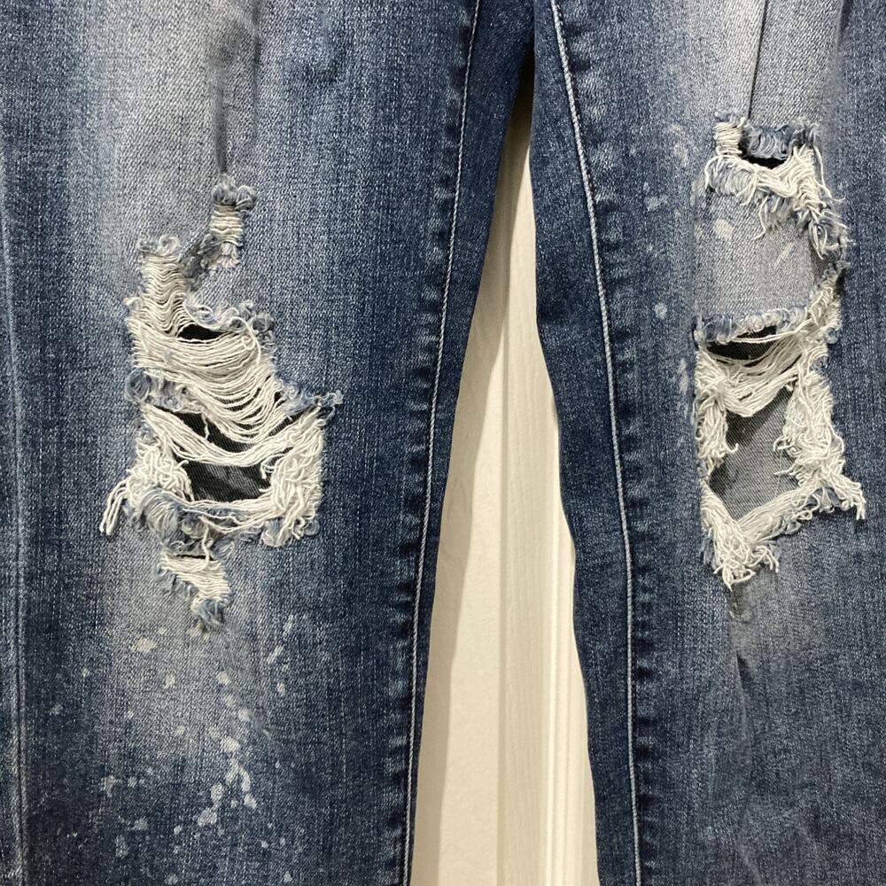 Judy Blue Jeans Women 3/26 Boyfriend Fit Blue Mid Rise Medium Wash Distressed - Picture 5 of 12